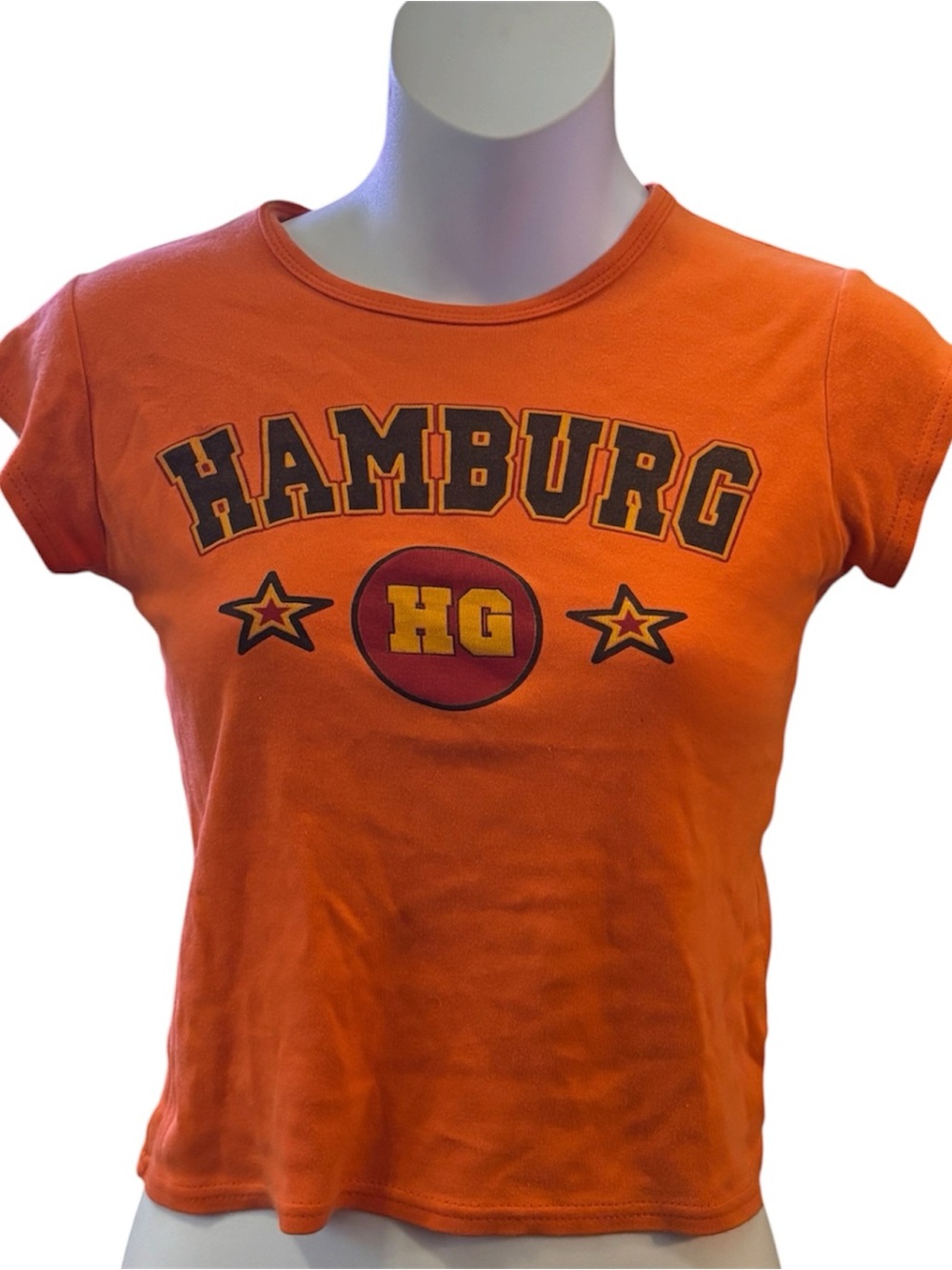 Hamburg Orange Graphic Y2K Baby Tee